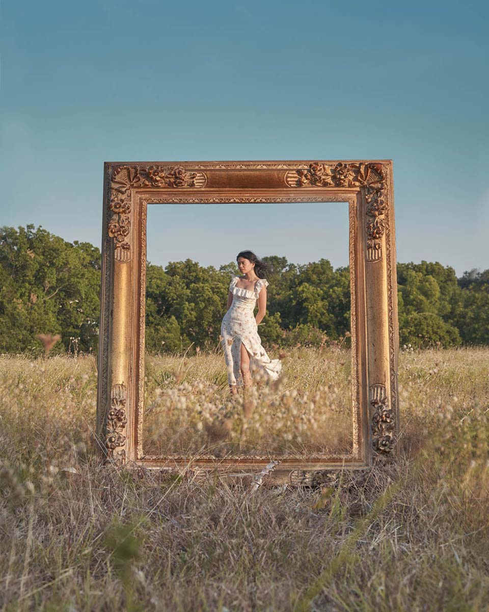 Woman white dress field nature conceptual fine art NYC